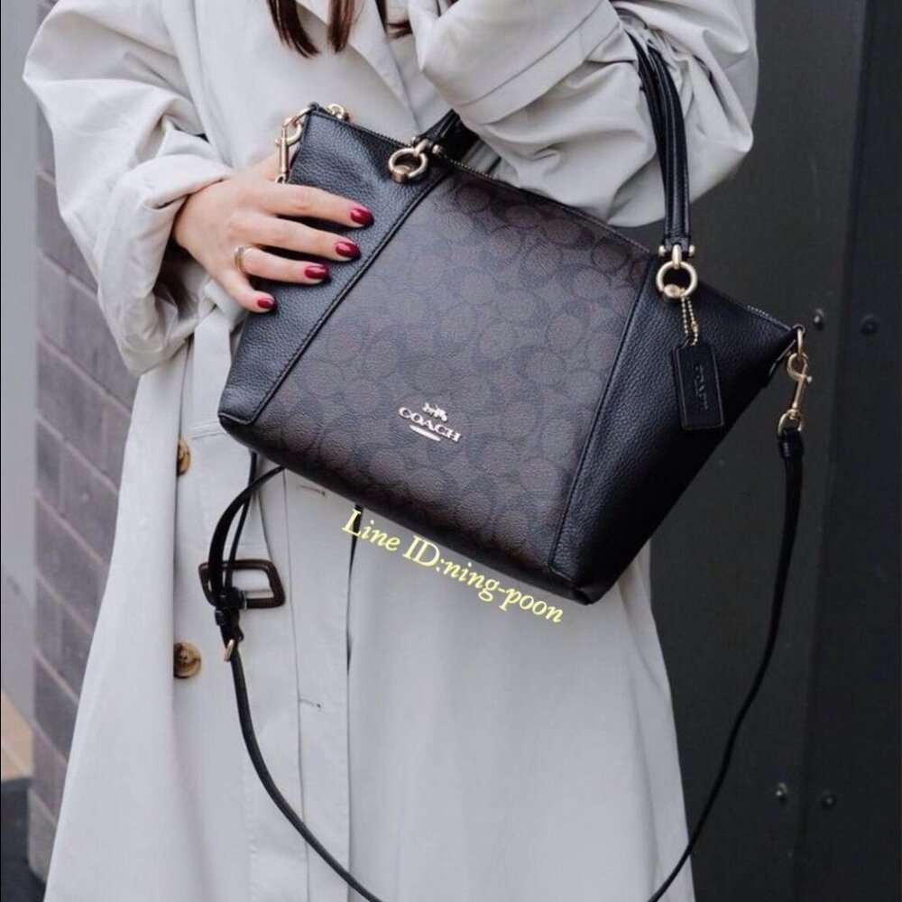 NWT - COACH Kacey Satchel In Signature Canvas - C6230 Brown Black $378